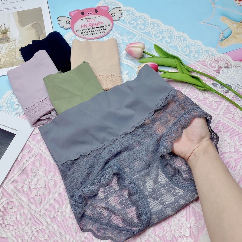 Quần lót su đúc phối ren cạp cao gen bụng nâng mông gợi cảm , kháng khuẩn an toàn tuyệt đối