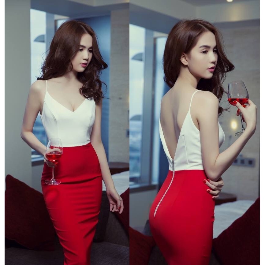 Đầm Ngọc Trinh ôm body kiểu hai dây hở lưng sexy VL79