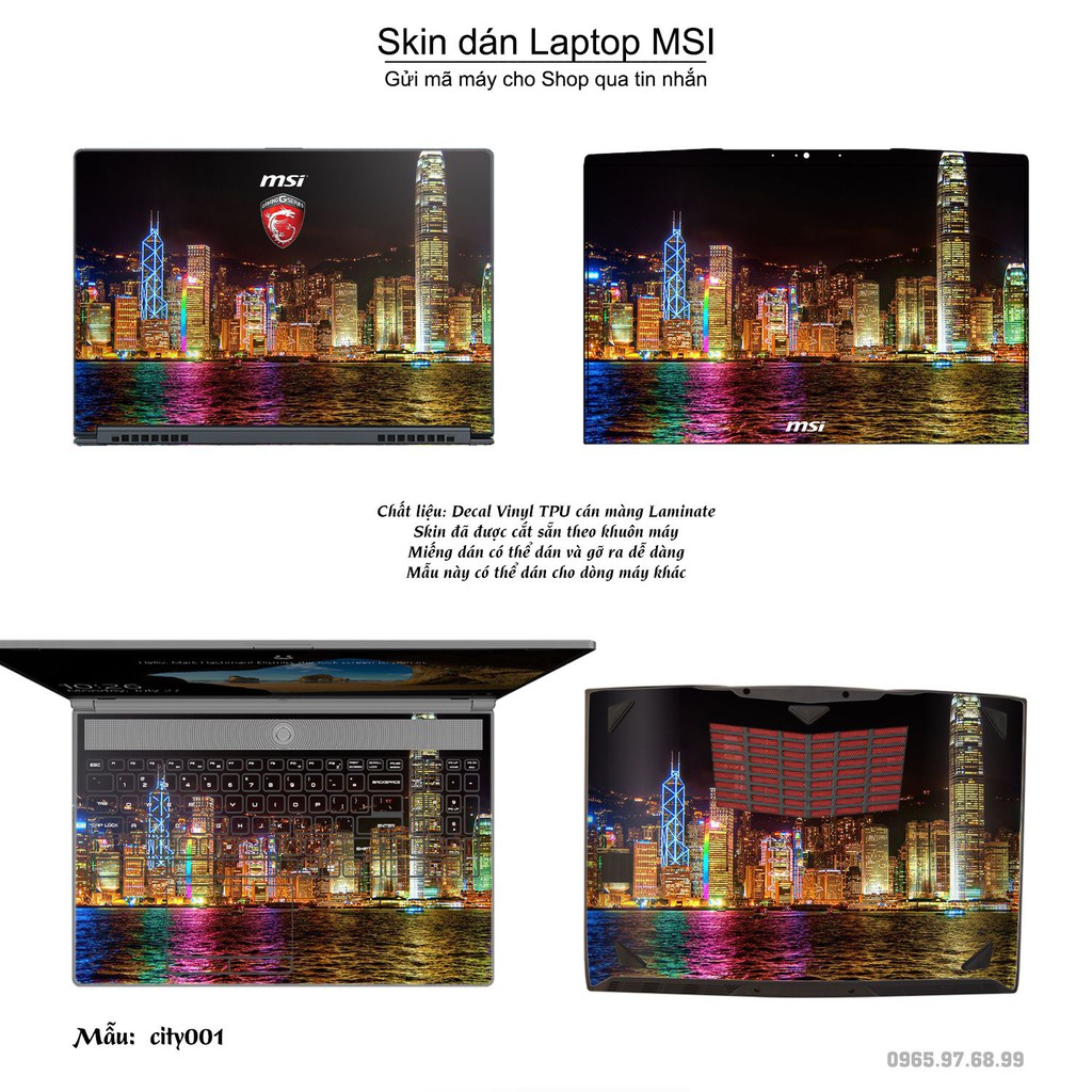 Skin dán Laptop MSI in hình thành phố (inbox mã máy cho Shop)