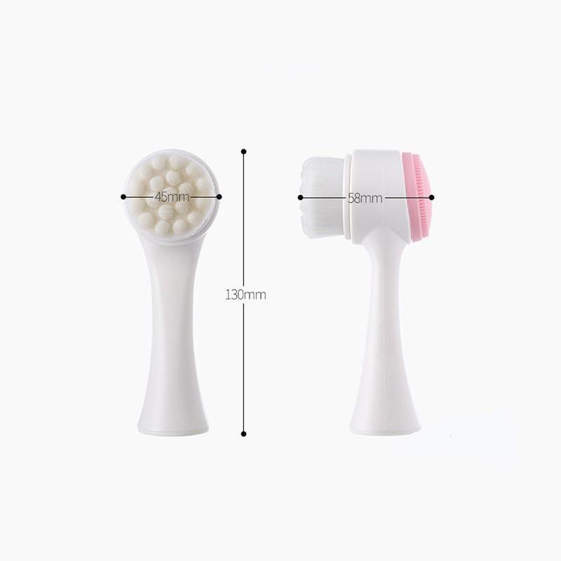 Bàn chải rửa mặt 2 đầu silicone massage mềm mại phong cách Hàn Quốc