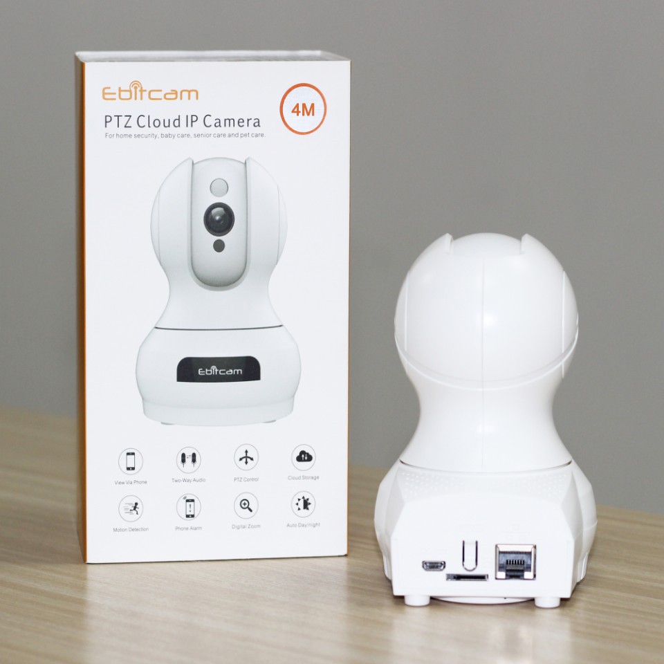Camera IP Wifi Ebitcam E3 phân giải 4.0MP 2602x1472 siêu nét hồng ngoại ban đêm - đàm thoại 2 chiều (Trắng)