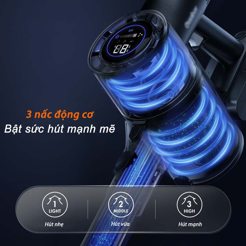 Máy Hút Bụi Cầm Tay Không Dây HSX001-S Pin Tháo Rời, Lực Hút Mạnh 16000Pa, Màn Hình Điện Tử Thông Minh