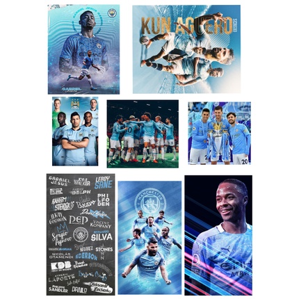 Bộ 40 STICKER hình dán MANCHESTER CITY, hình dán bóng đá, hình dán laptop