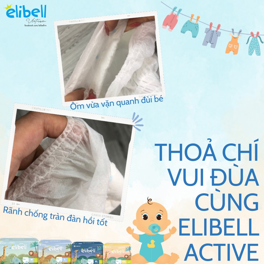 ⚡ CHÍNH HÃNG⚡ Bỉm ELIBELL ACTIVE Nga Dán/Quần Đủ Size S48/M44/L40/XL36/XXL34
