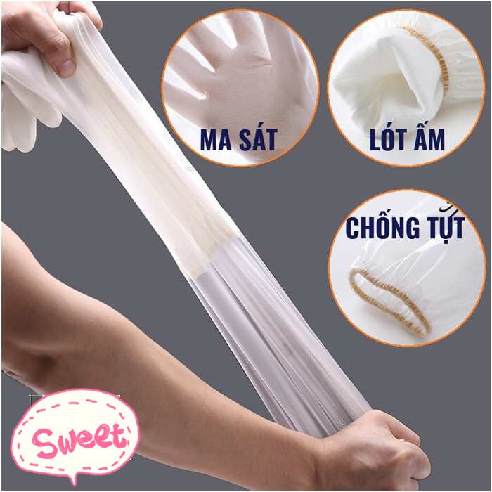 Găng tay cao su lót nỉ siêu dai, siêu bền loại dài - Có chun chống tụt 88237