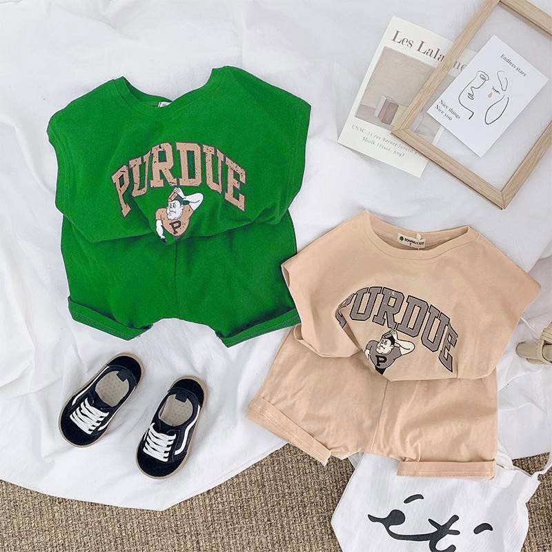 Đồ bộ bé trai ba lỗ AM736 - đồ bộ bé gái chất cotton đũi TTR230