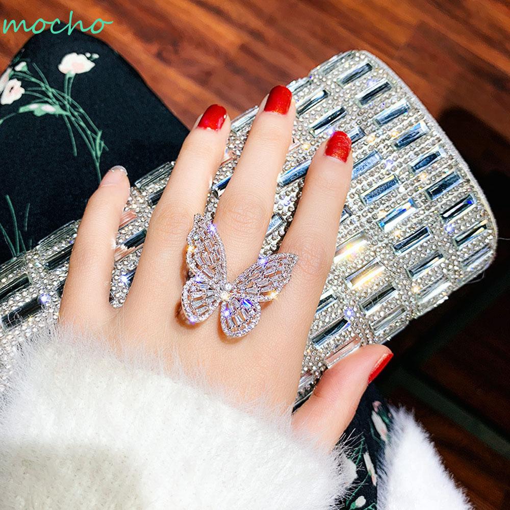 Nhẫn Hình Bướm Đính Đá Zircon Lấp Lánh Xinh Xắn