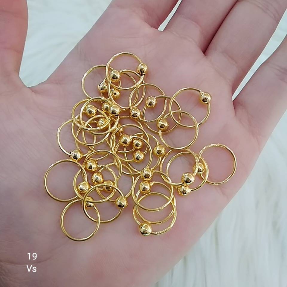 Bông tai bi vàng,khuyên tai vòng tàu mix bi cho mẹ và bé đeo đều đẹp