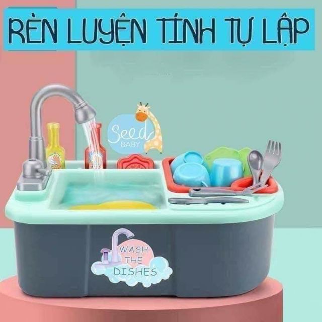 Bộ đồ chơi rửa chén bát nhựa tập tính tự lập cho con