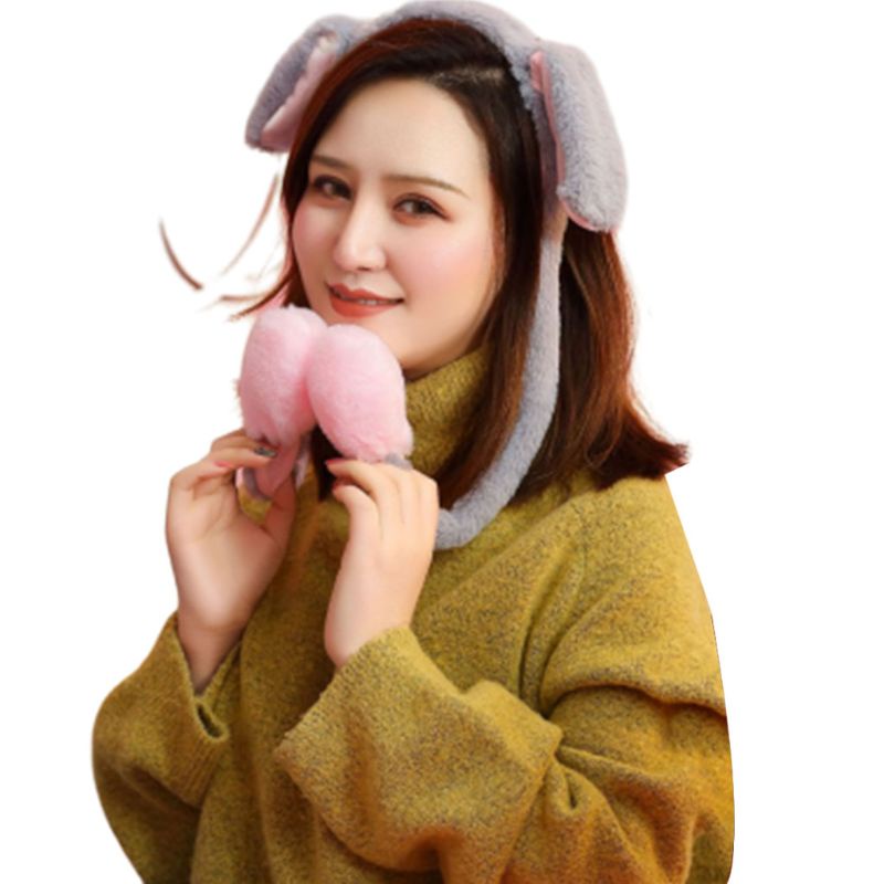 Băng Đô Tai Thỏ Nhồi Bông Giữ Ấm Mùa Đông Dễ Thương Dành Cho Nam Nữ