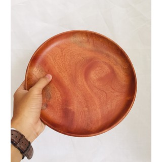 Dĩa tròn gỗ xà cừ thanh tú 26cm
