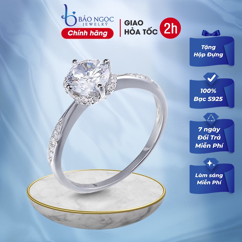 Nhẫn Bạc Bảo Ngọc Jewelry Đính Đá Sang Trọng Quý Phái N2461