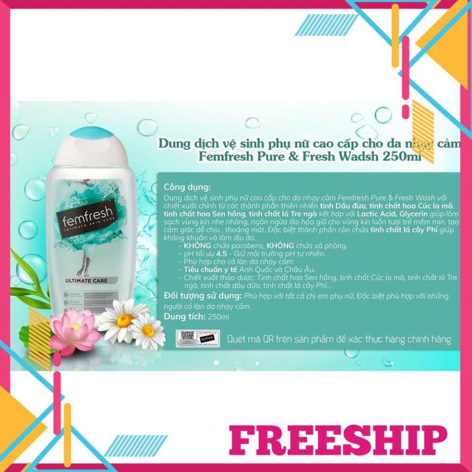 Dung dịch vệ sinh phụ nữ Femfresh Ultimate Care - Màu Xanh Dương cho da nhạy cảm - 250 ml