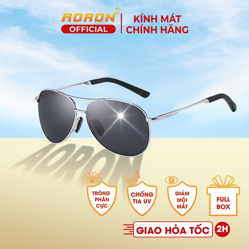 Kính râm thời trang cho nam dáng kính phi công tròng phân cực chống chói đi ngày và đêm AK002 - Aoron