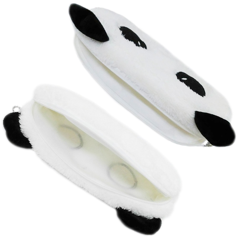 Túi bông mềm mại đựng bút đồ dùng trang điểm họa tiết gấu trúc có khóa kéo dễ thương