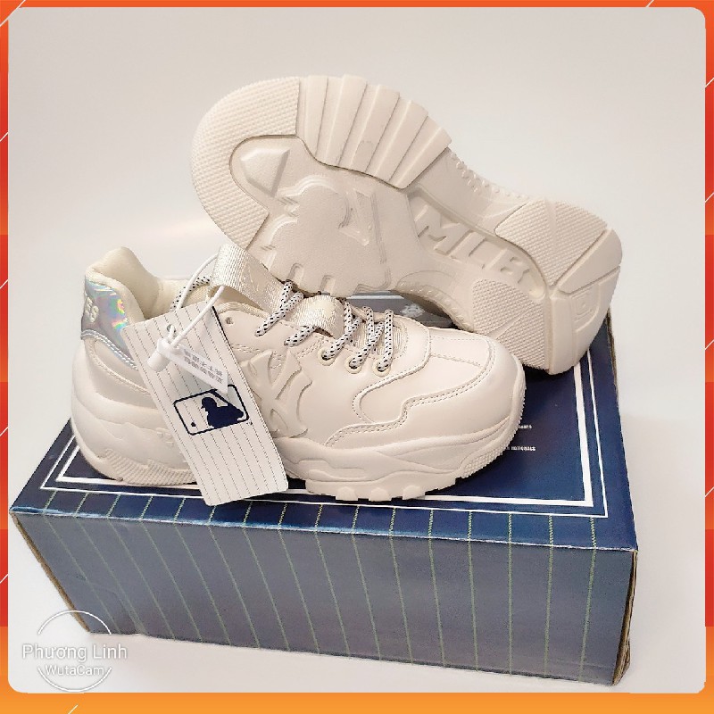 Giày thể thao nam nữ Boston NY LA màu kem, giày Sneakers nam nữ tăng chiều cao M56