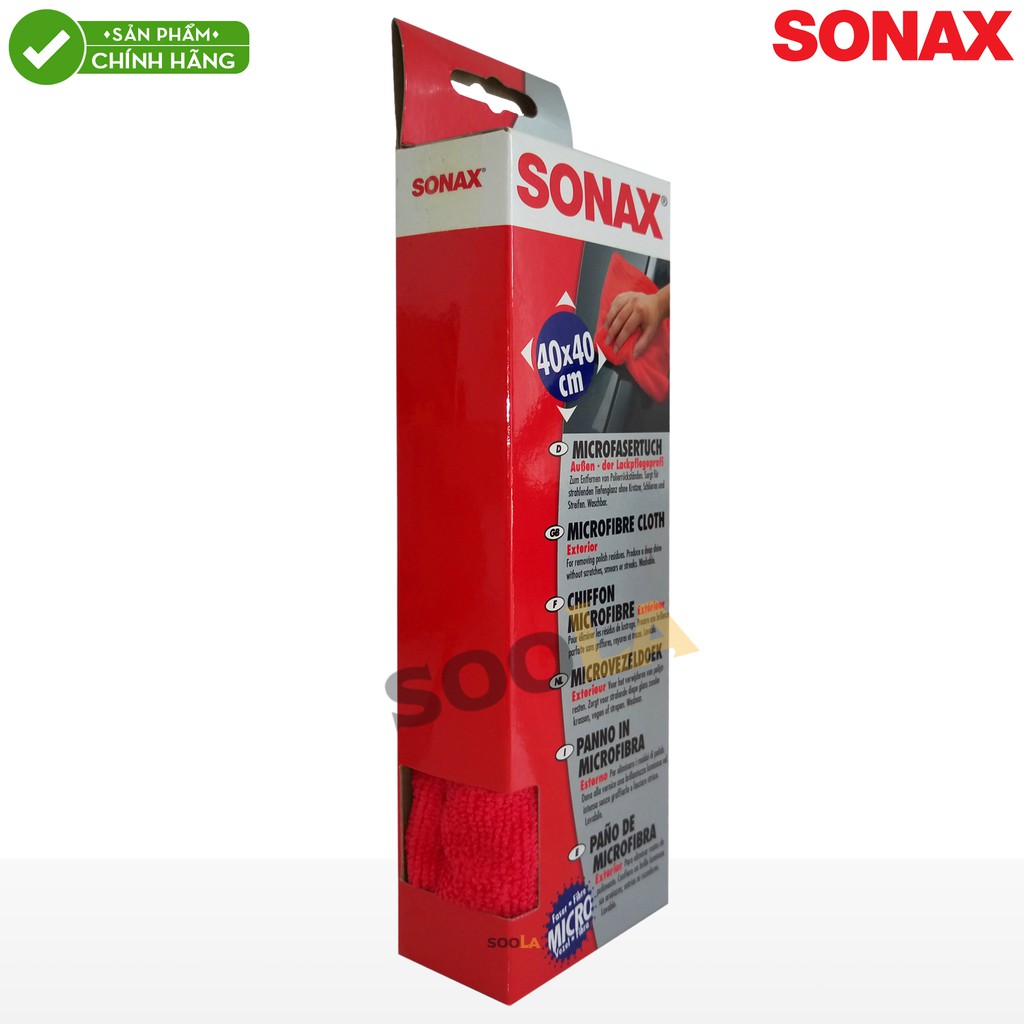 Khăn lau xe siêu sợi Sonax ô tô xe máy Micro Fibre Cloth exterior 40x40cm 04162000