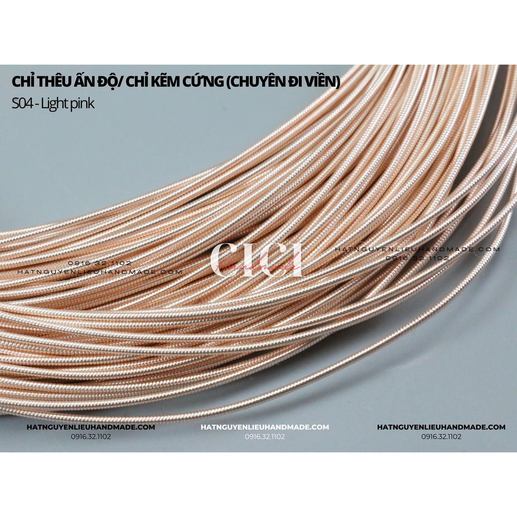Túi 10g chỉ kẽm thêu ấn độ dạng kẽm tròn 1mm cứng, bóng chuyên thêu viền Cici Handmade chuyên hạt cườm nguyên liệu