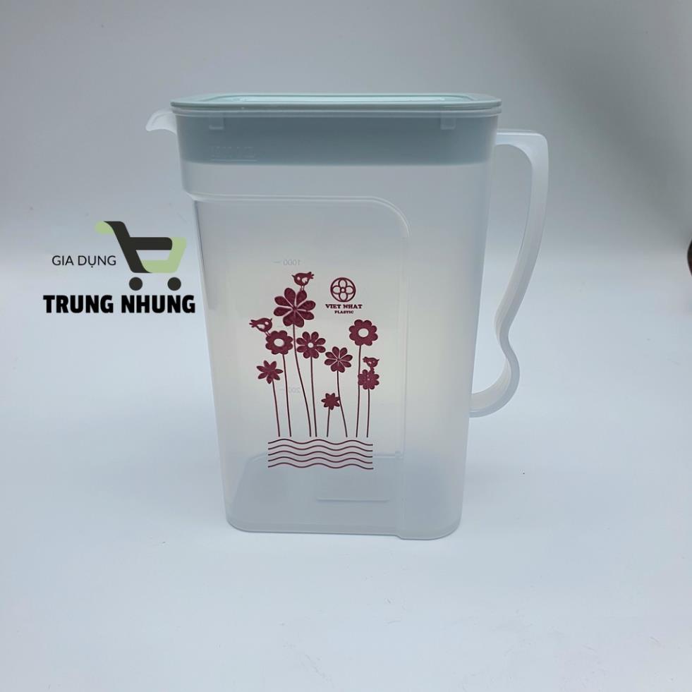 Bình nước nhựa, bình đựng nước để bàn, ca vuông 1,8lít 6082