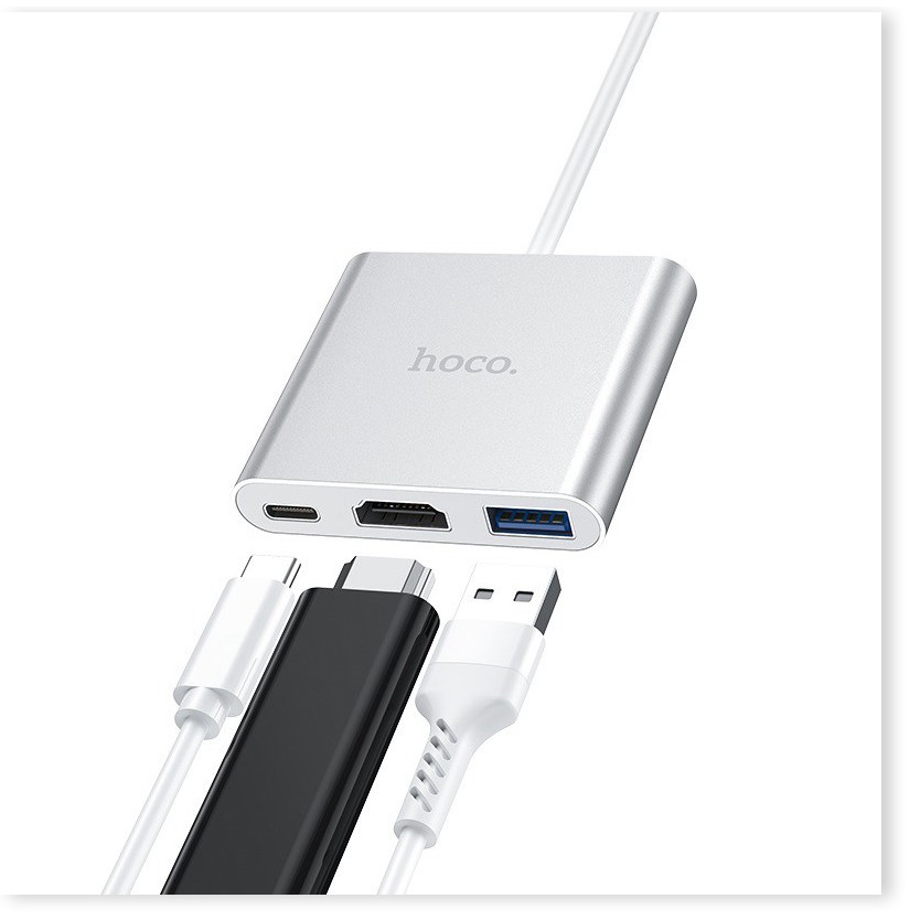 Hub chuyển Hoco HB14 TYPE-C Sang 3 cổng HDMI và USB 3.0 và TYPE-C - MrPhukien