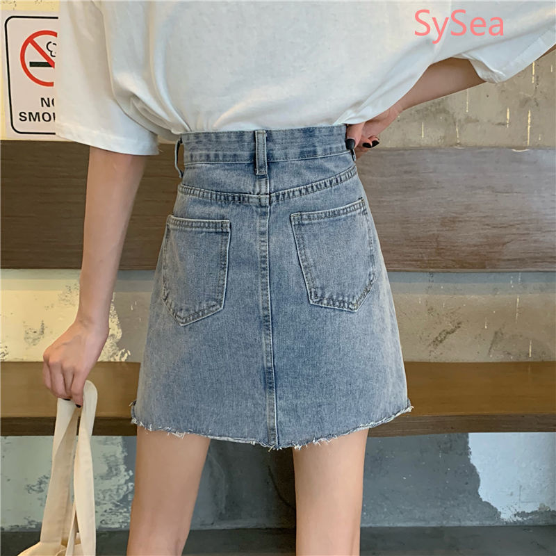 Chân Váy Denim Chữ A Lưng Cao Phong Cách Hàn Quốc Thời Trang Mùa Hè