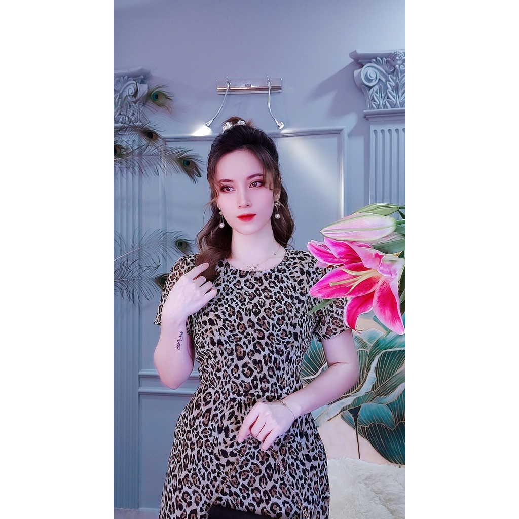 Đầm xòe đuôi cá họa tiết da beo 1325