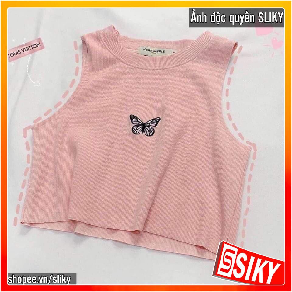 Áo Thun Croptop 3 Lỗ Thêu Bướm Siêu Xinh ACRBB3LO006-Sliky | BigBuy360 - bigbuy360.vn