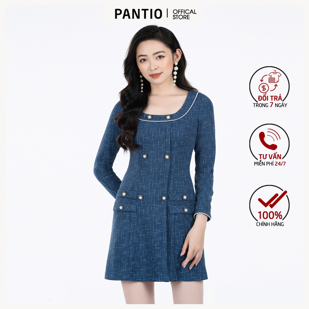 Đầm công sở chất liệu len dáng chữ A dài tay FDC92825 - PANTIO