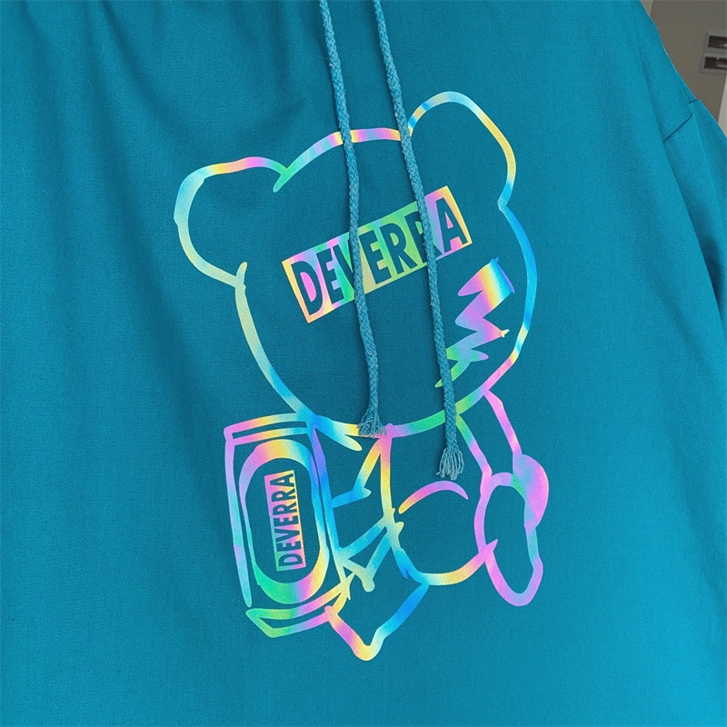 【ZHELIHANGFEI】Áo Hoodie Dài Tay Dáng Rộng In Hình Gấu Đáng Yêu