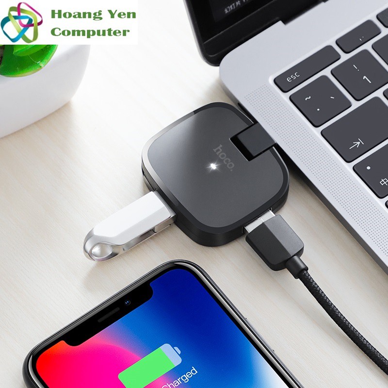 Hub Chuyển Đổi USB TYPE C Ra 3 Cổng USB Hoco HB11 cho Laptop, Điện Thoại - BH 1 năm