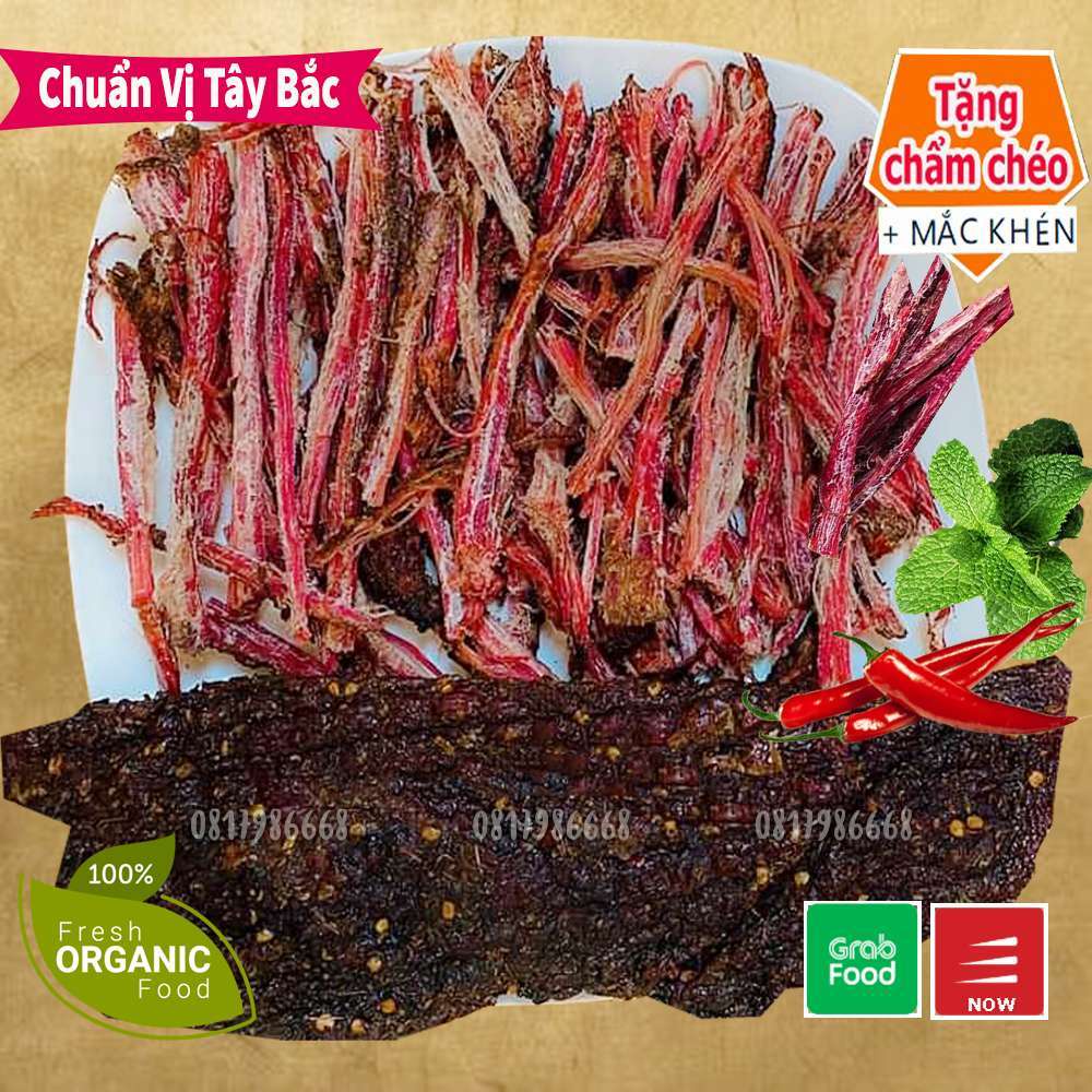 Thịt Lợn gác bếp Tây Bắc 500gr (TẶNG CHẨM CHÉO) thịt heo sấy khô siêu ngon thơm lừng mắc khén