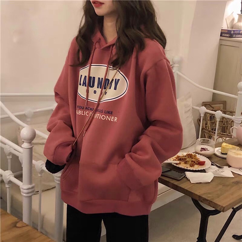 Áo Hoodie Nỉ Unisex LAUNDRYY Freesize - Dáng Rộng Dài Tay Kèm Mũ