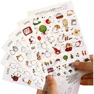 Set sticker mèo/thỏ 6 tờ