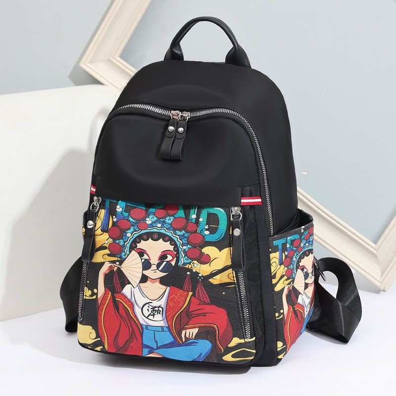 Ba Lô Vải Oxford Nhiều Túi Kích Thước Lớn Phong Cách Dân Tộc Mới Cho Nữ Đi Du Lịch