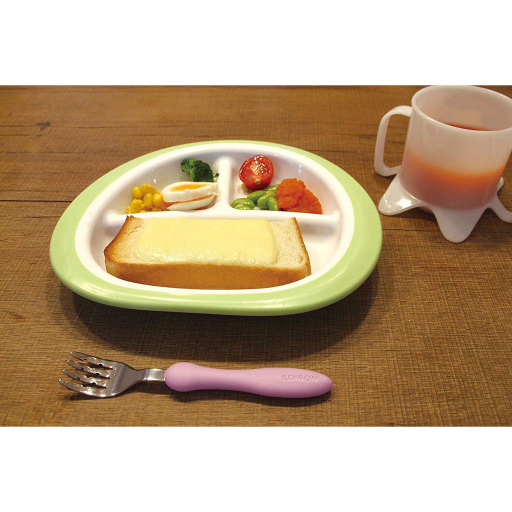 Khay ăn 3 ngăn chống va đập Edison mama cho bé ăn dặm màu xanh lá KJ2024
