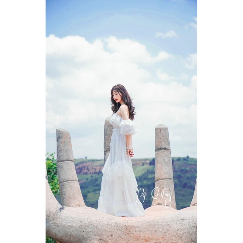 Đầm maxi bẹt vai sexy quyến rũ kèm ảnh thật