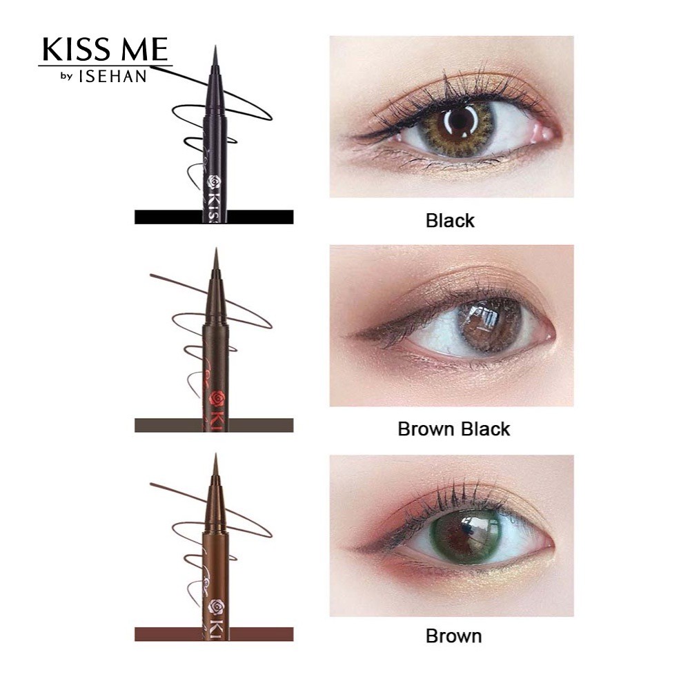 Kiss Me Bút Kẻ Mắt Nước Lâu Trôi Không Lem Nét Mảnh Kháng Nước Không Trôi - Kissme 0.1mm