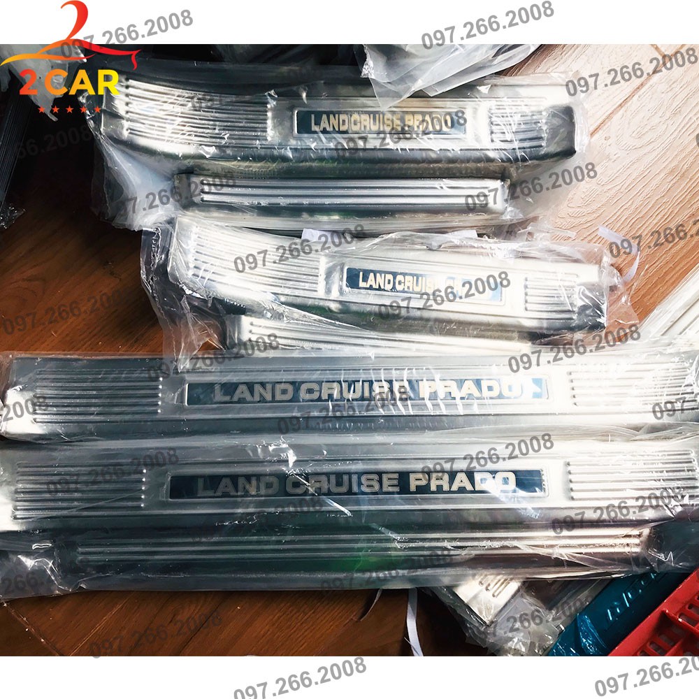 Ốp bậc cửa, Nẹp bước chân xe Toyota Land Cruiser Prado - Mẫu INOX