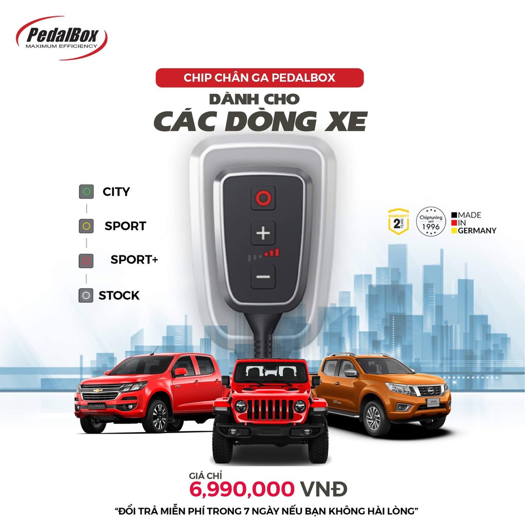 Chip chân ga PedalBox DTE3706 cho Chevrolet, Hyundai, Jeep, Mercedes, Fiat, Nissan, Ferrarri