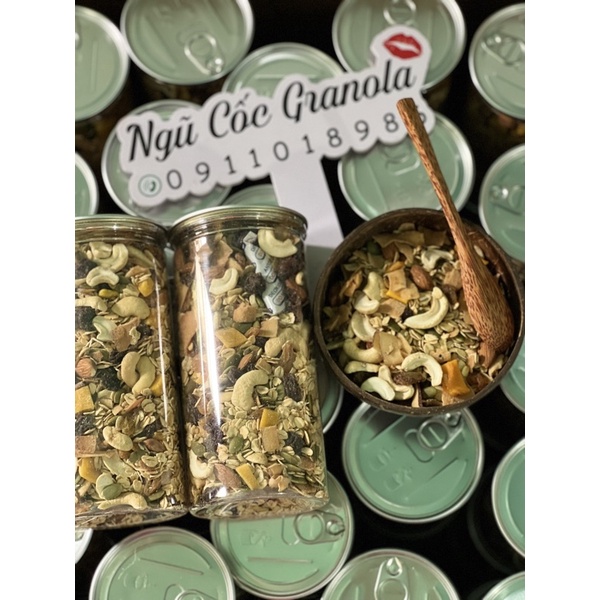 Granola 100% Hạt &amp; Quả Nướng Mật ong rất ngon 500g Giảm cân, Ăn kiêng date mới nhất.