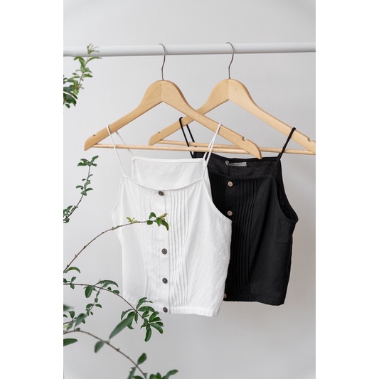 Áo 2 dây trần ly ngực nữ MADELEN chất vải đũi thoáng mát dáng croptop xinh xắn