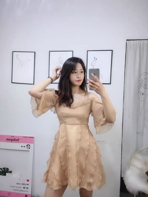 ORDER🖤Đầm Xoè gợn sóng bồng bềnh tiểu thư dạo phố xinh xắn-Đầm ulzzang trễ vai công chúa vintage retro quyến rũ | BigBuy360 - bigbuy360.vn