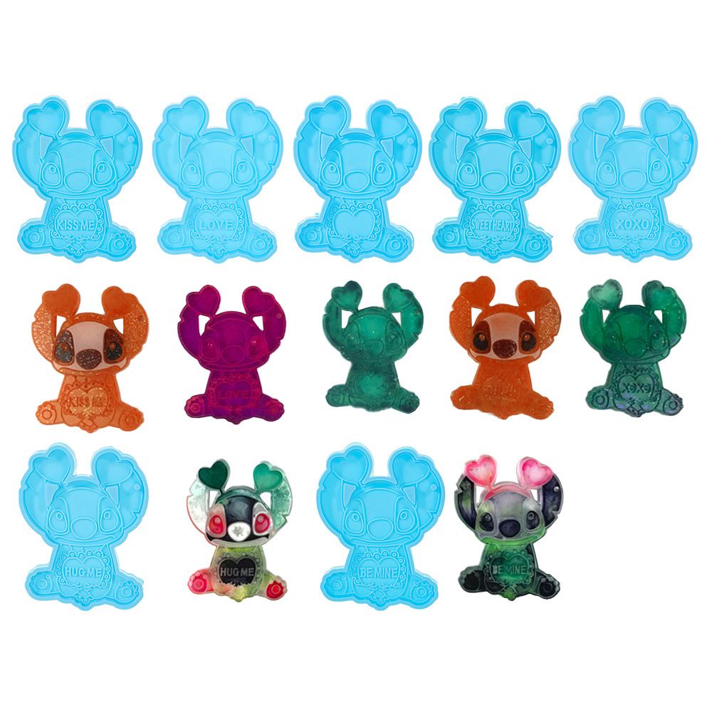 Khuôn Silicone Làm Móc Khóa/Mặt Dây Chuyền/Kẹo/Trang Sức Hình Stitch Chữ Love