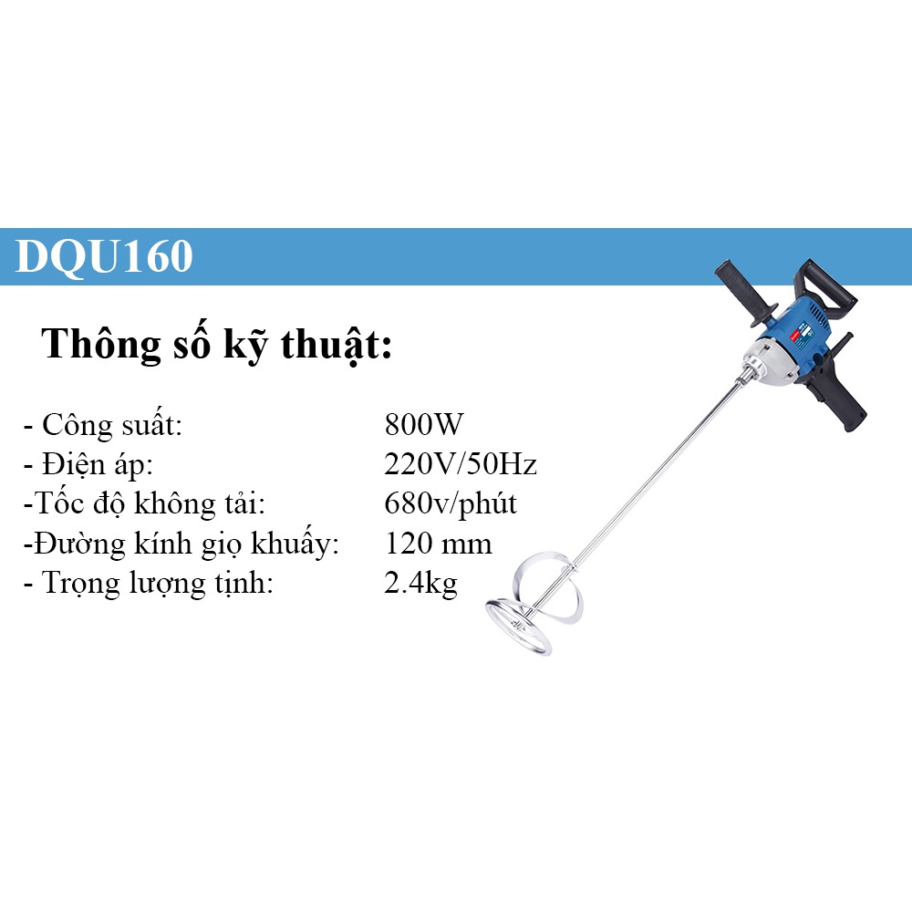 Máy Khuấy Sơn DongCheng DQU160 Công Suất 800W Máy Trộn, Máy Đánh Sơn Tay Cầm Tiện Lợi