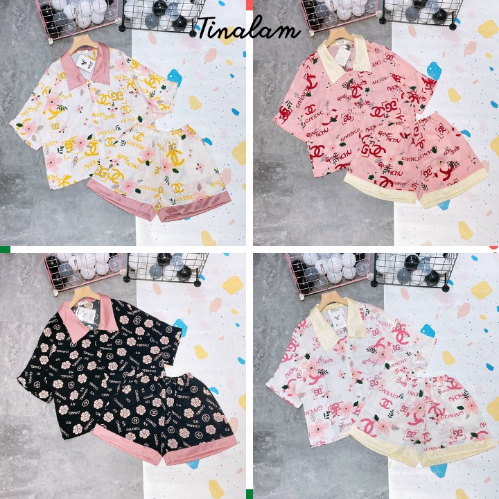 Đồ Bộ Pijama Nữ⚡𝐅𝐑𝐄𝐄𝐒𝐇𝐈𝐏 𝟓𝟎𝐊⚡Mango - Tay Ngắn Quần Đùi Họa Tiết Sang Trọng Form Dưới 60kg Mặc Đẹp