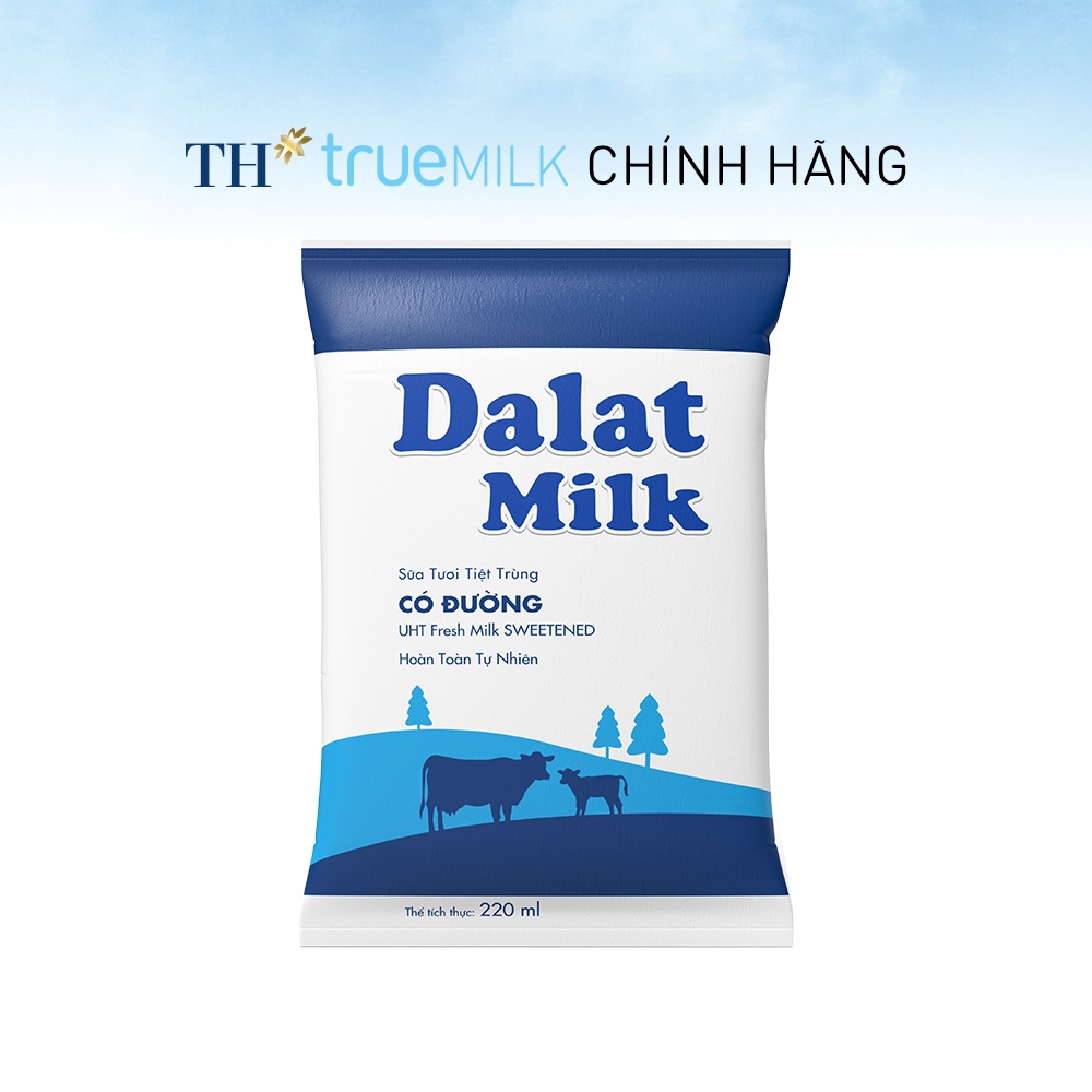 Thùng 48 bịch sữa tươi tiệt trùng có đường Dalatmilk 220ml (220ml x 48)