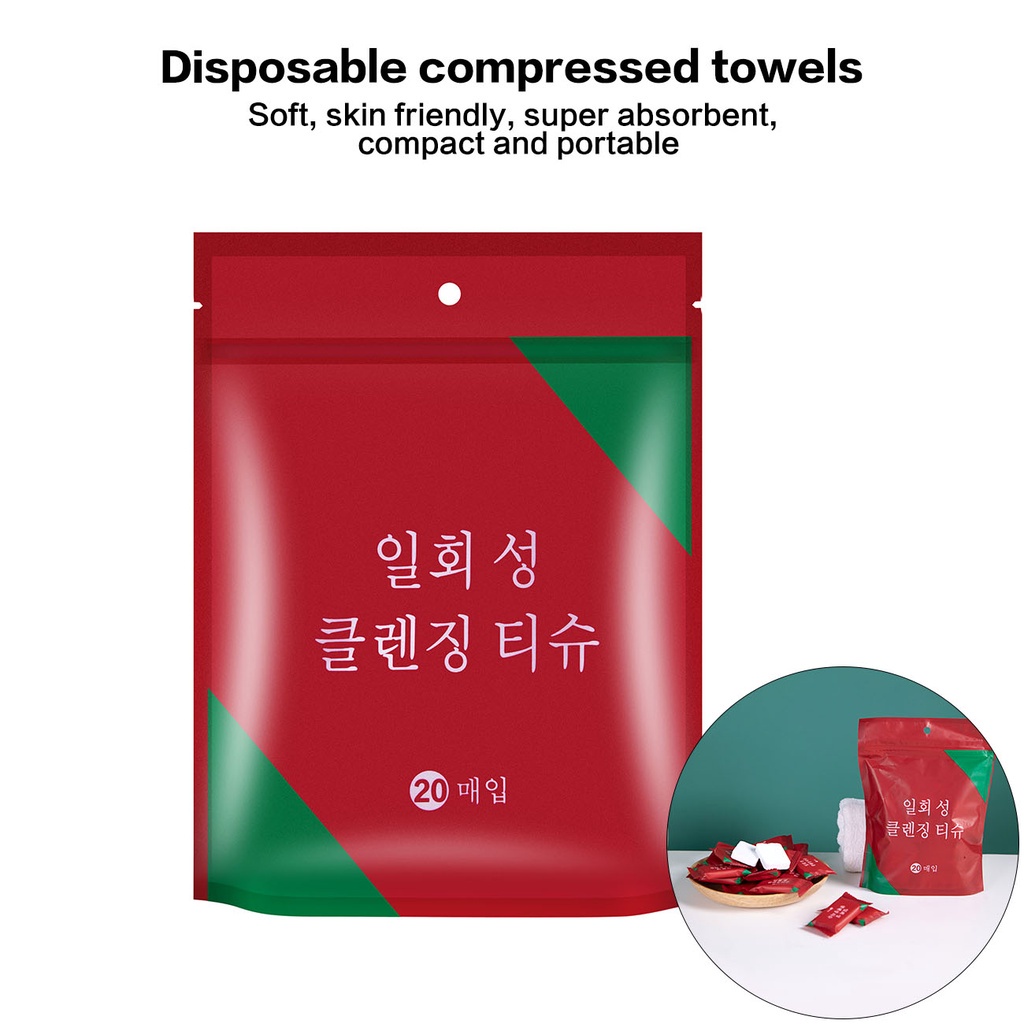 Set 20 Khăn Cotton Du Lịch JUJIAJIA Dùng Một Lần Làm Từ Sợi Thấm Hút