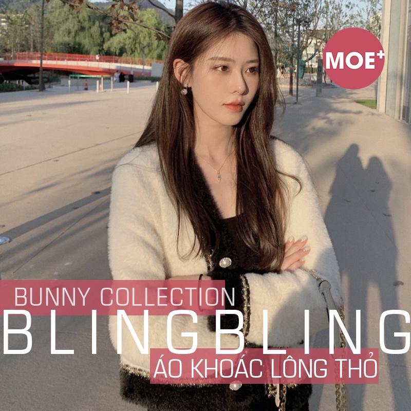 HÀNG SẴN_Áo Khoác Lông Thỏ Bling Bling