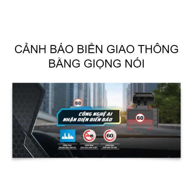 Camera hành trình ô tô VIETMAP R4A với công nghệ AI tự động nhận diện biển báo tốc độ