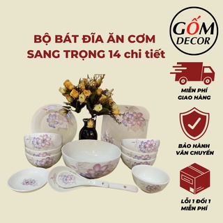 Bộ bát đĩa bát tràng cao cấp - bộ bát ăn cơm sang trọng